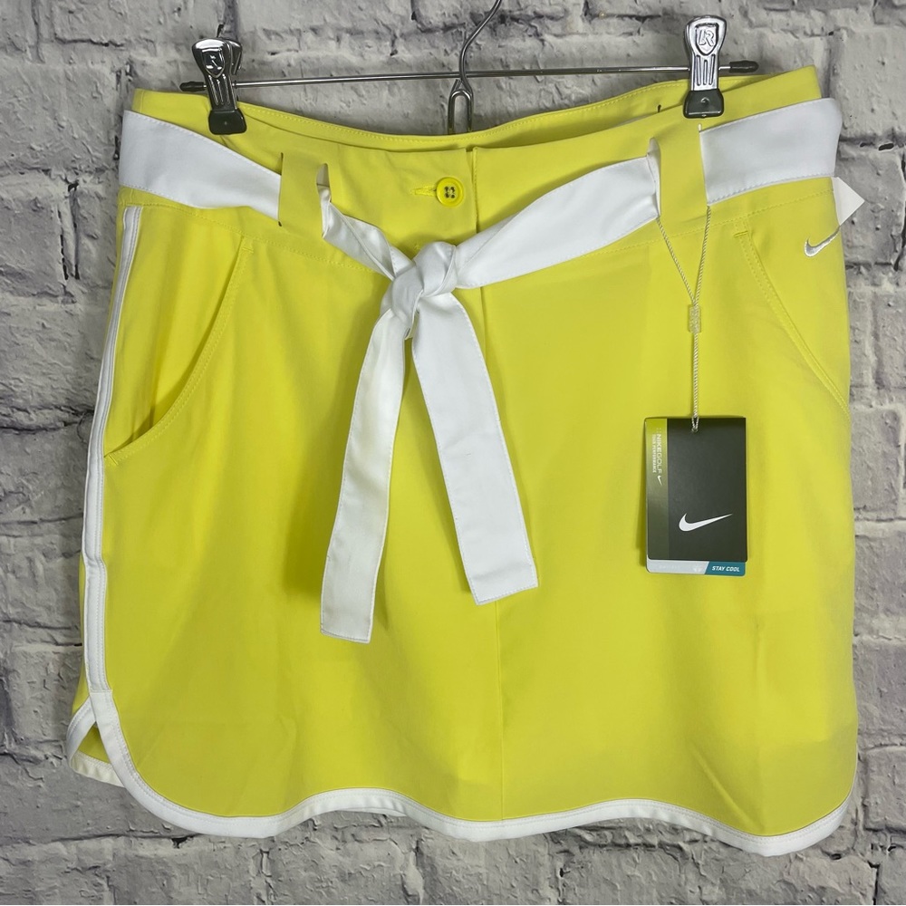 Nike Golf Tour Performance Convertible Golf Skirt Skort Shorts Yellow White 6